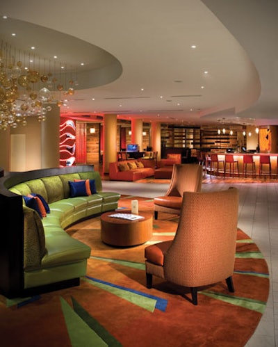 The M.I. Greatroom, Marriott's new lobby lounge concept, is the first in South Florida.