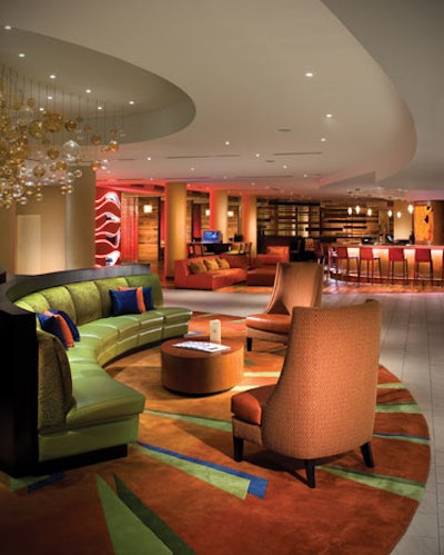The M.I. Greatroom, Marriott's new lobby lounge concept, is the first in South Florida.