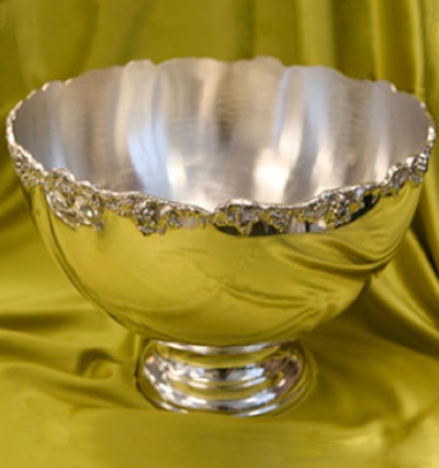 Silver punch bowl, $38.80, available throughout the U.S. from Classic Party Rentals