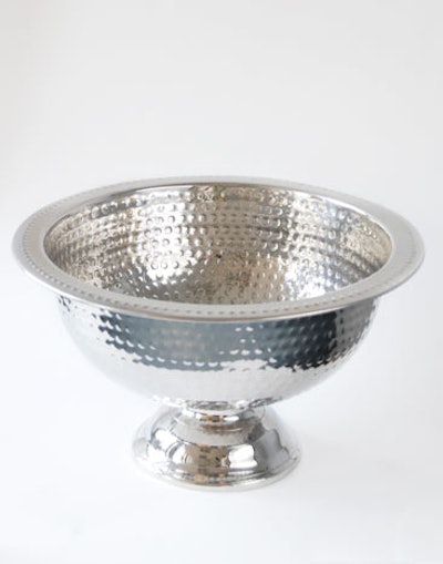Hammered stainless steel punch bowl, $15, available throughout the U.S. from DC Rental