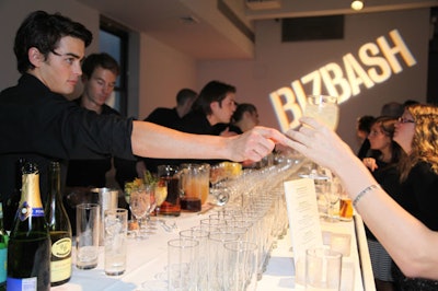 Bartenders served wine and specialty cocktails on the lower and upper levels.