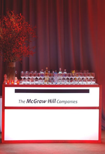 For the first time in several years, McGraw-Hill opted to incorporate some branding into the ceremony, putting its logo on the bar in the cocktail area.