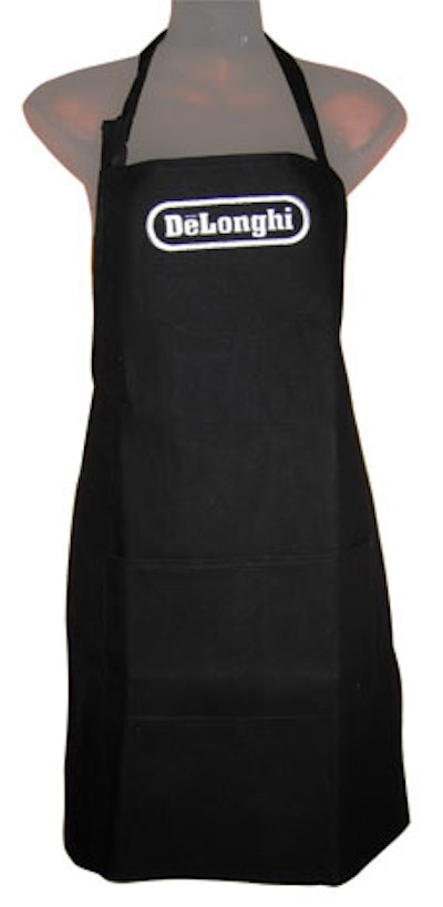 Davida created logo aprons for DeLonghi; the style pictured costs about $14.
