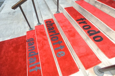 At the entrance to the library, the production and design team marked a red carpet with the names of famous book characters.