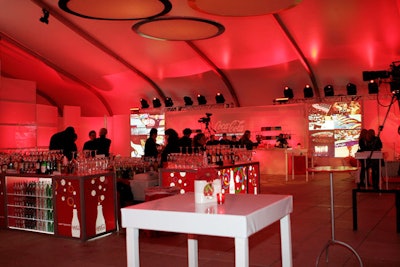 A red lighting scheme helped brand the happening as a Coca-Cola event.