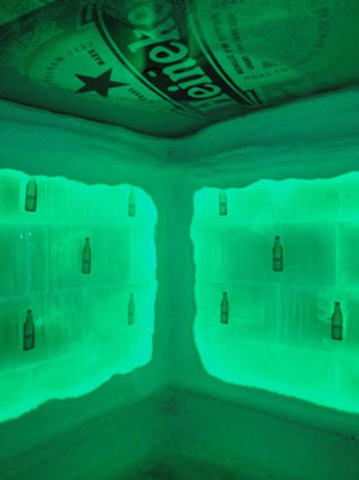 Corso froze Heineken bottles inside the Extra Cold Lounge's ice walls.