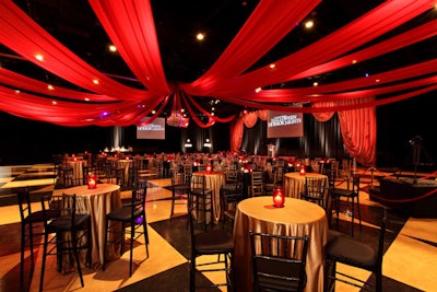 Red and gold lighting illuminated the space for the Chiller Eyegore awards.