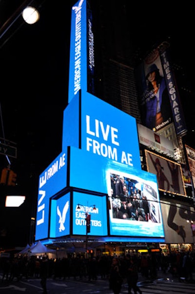 For the December opening of an American Eagle store in New York, the chain lit up Times Square with a 25-story LED sign that ran live footage from the red carpet.