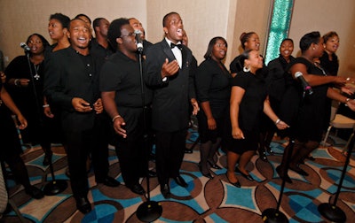 The university's ensemble chorale performed the Negro National Anthem, 'Lift Every Voice and Sing,' which was composed by university professors James Weldon Johnson and J. Rosamond Johnson in 1899.