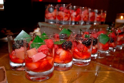 Dessert options included a pudding made with strawberries, blackberries, and raspberries.