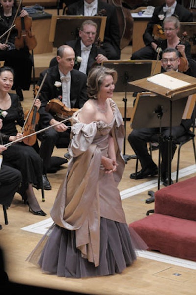 Soprano Renee Fleming headlined the symphony's opening night concert; she also attended the evening's dinner.