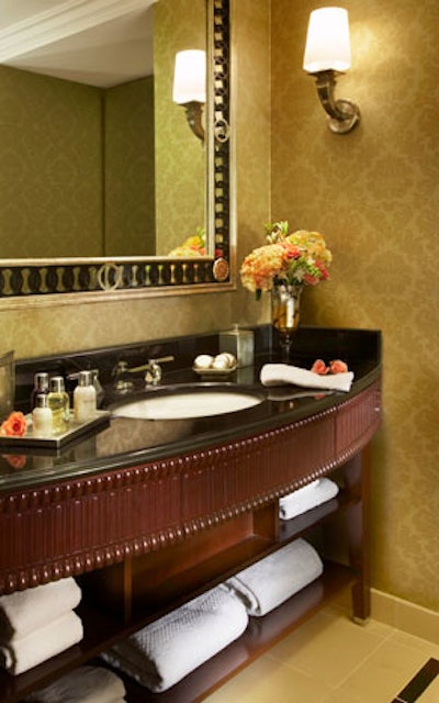 The guest baths all have marble sinks and tubs and a bouquet of fresh flowers upon arrival.