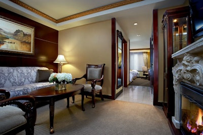 The hotel's deluxe suites are 400 square feet and have a private bedroom.