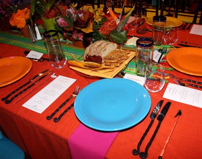 Brightly colored linens topped tables.