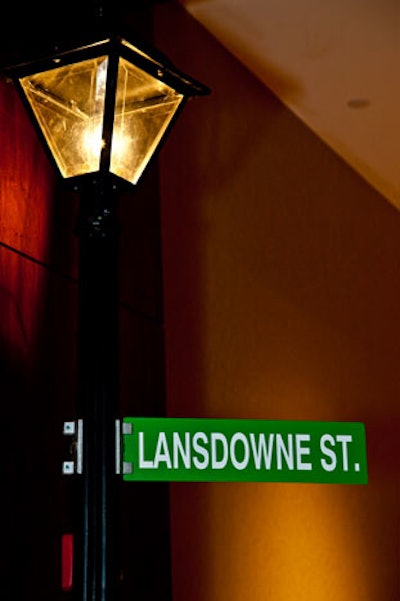 Decor elements included replicas of Fenway-area lampposts and street signs.