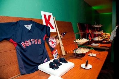 Food stations were decorated with Sox-centric memorabilia.