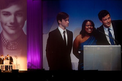 Guests included Chris Colfer, Amber Riley, and Cory Monteith from the Fox comedy Glee.