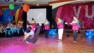 Break-dancers performed twice during the event.