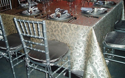 Atlas Party Rental's mosaic linens can be cut for any size table.