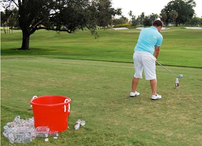 Players had to use a Function Energy Drink bottle as their golf tee at the Longest Drive hole, sponsored by the drink company.