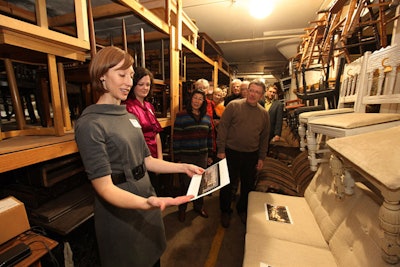 Prop master Jenny DiLuciano lead tours through the scene shop's furniture collection.