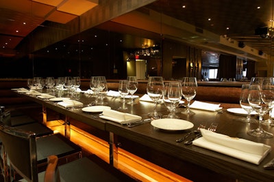 V.I.P. banquettes surround the main space in the dining room.