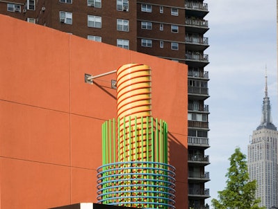 Designer Milton Glaser, who also serves as acting chairman of the School of Visual Arts, created the kinetic sculpture that sits atop the venue's marquee.