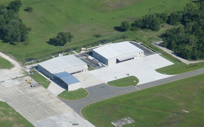 The company's two hangars sit side-by-side and share ample outdoor space on the main tarmac and side lawns.