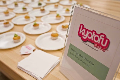 Restaurants like Kyotofu set up food stations in the museum's studio space and served dessert items like miniature chocolate, green tea, and pumpkin cupcakes.