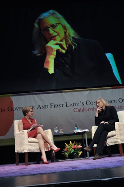 Katie Couric and Annie Leibovitz sat for a discussion on the Women's Conference stage.