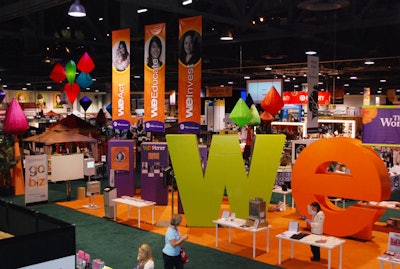 On its exhibit floor, known as a Night at the Village, the Women's Conference made use of oversize hanging lanterns, which previously appeared at the Emmys Governors Ball.