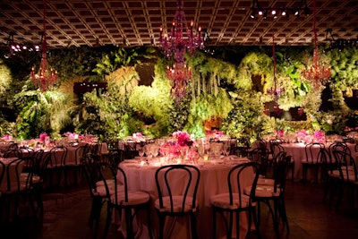 The several-thousand-pound greenery installation included 20 different types of ferns and mosses.
