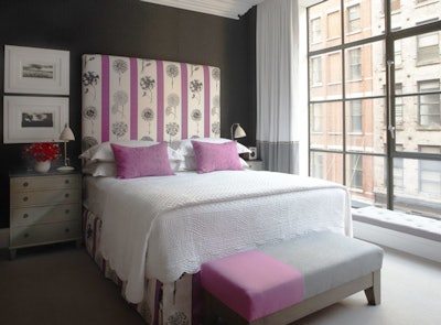 Owner Kit Kemp designed the interior of the boutique property, furnishing the rooms with an eclectic mix of patterns, furnishings, and artwork.