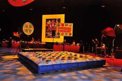 A giant inflatable Twister board beckoned guests.