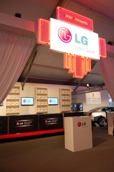 Rob Dittmer worked with LG to create a theatre-style marquee for the company's booth inside the tent.