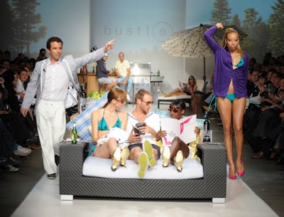 CBC host Rick Mercer and model Stacy McKenzie walked the runway at the Bustle show.