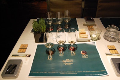 Guests at the Glenlivet tasting sampled the brand's 12-, 15-, 18-, and 25-year-old whiskies.