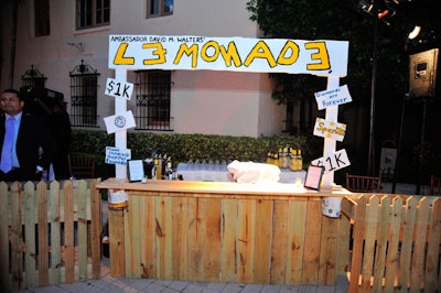 Guests could purchase a lemonade cocktail at the adult-style lemonade stand in the courtyard for $1,000 each and receive a piece of jewelry for their contribution to the foundation.