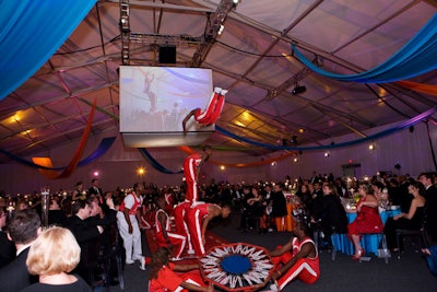 The Jesse White Tumblers performed in the dinner tent.