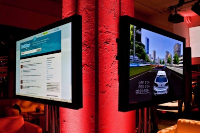 Guests who put the car's hash tag in Twitter posts could see their feedback posted in real time on one of the many television screens.