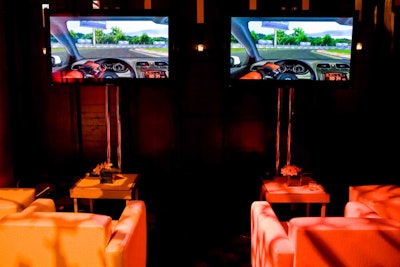 Televisions throughout the venue screened Volkswagen's free version of Real Racing.