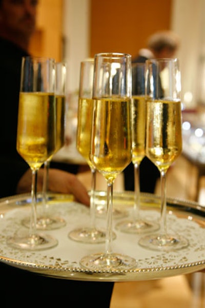 Servers welcomed guests to the after-party at the Blvd at the Beverly Wilshire with trays of champagne, wine, and hors d'oeuvres.