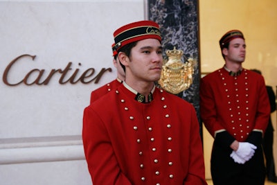Staff wore Cartier's signature red outside the Beverly Hills retailer.