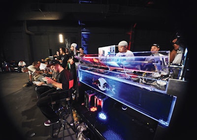 At Red Bull's third annual Manny Mania AM Series competition in Miami in August, DJs performed in a clear Lucite station.