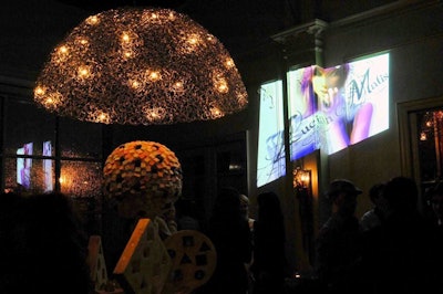Event organizers used distorted projections to contrast with the venue's Baroque decor.