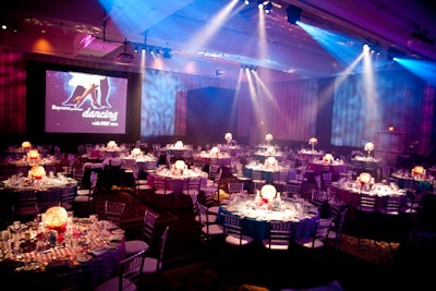Event organizers used lighting to create the feel of being in a television studio.