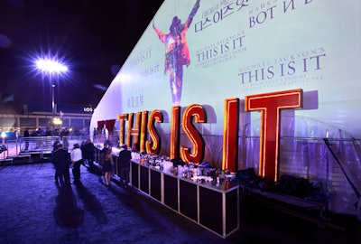 Giant letters that spelled out the film's title decorated the entrance to the tented after-party space.