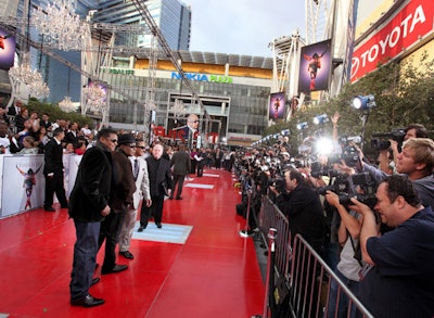 Light-up floor tiles decked the arrivals area for a look inspired by Jackson's 'Billie Jean ' video.