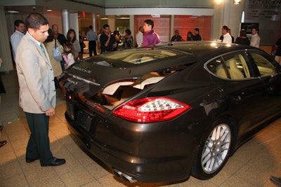 Guests at the Porsche launch could get a hands-on look at the car, which for many included sitting in the driver seat and checking out the trunk space.