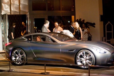 Infiniti parked its new Essence concept car in the main driveway of the W South Beach for its event on Thursday night.